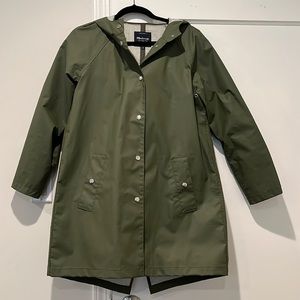 Madewell Hooded Olive Raincoat
